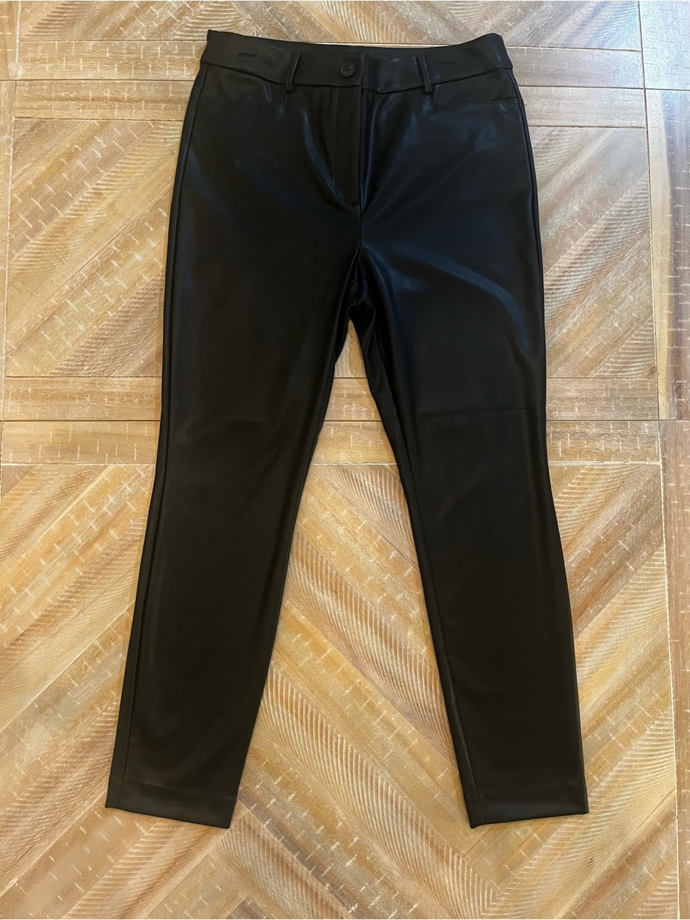 LOFT Black Faux Leather Straight Leg Pants Size 10 NWT